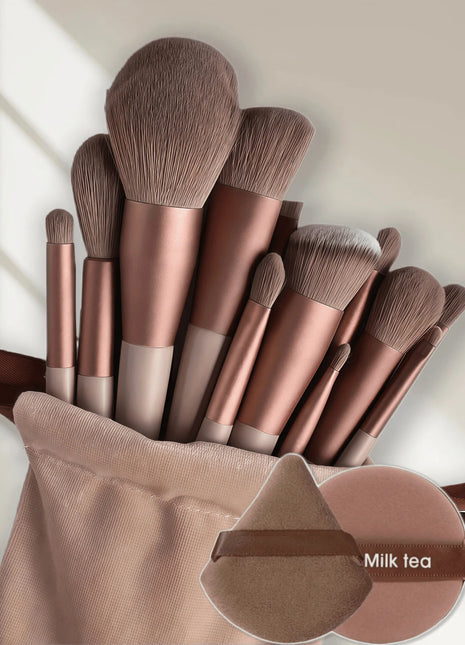 Juego de brochas de maquillaje, 13 piezas, rostro, delineador de ojos, base, corrector, sombra de ojos, juego de brochas de maquillaje para viajes y uso diario