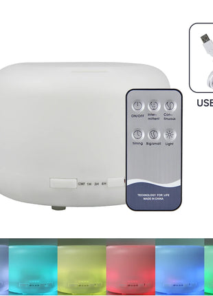 Difusor de aceites esenciales de 500ml, difusor silencioso de niebla aromática, difusor de aroma, humidificador de aire ultrasónico con Control remoto de grano de madera