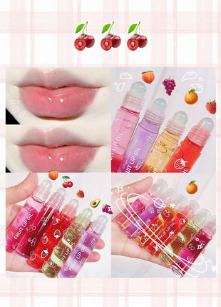 Aceite labial roll-on, brillo labial hidratante e hidratante, bálsamo labial nutritivo líquido para labios suaves y suaves, brillo duradero