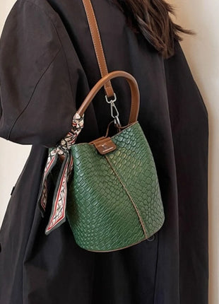 Bolso bandolera cilíndrico de piel sintética para mujer, bolso de hombro de mano de nuevo estilo a la moda, bolso tipo cubo para ir al trabajo de gran capacidad