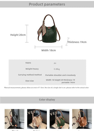 Bolso bandolera cilíndrico de piel sintética para mujer, bolso de hombro de mano de nuevo estilo a la moda, bolso tipo cubo para ir al trabajo de gran capacidad