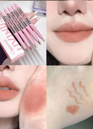 Delineador de labios desnudo con pincel de labios Cappuvini Maquillaje de labios de estilo coreano Lápiz labial mate de terciopelo de larga duración