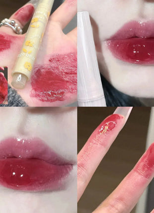 Lápiz labial hidratante, resistente al agua, esmalte de labios de gelatina, espejo de agua, brillo de labios en forma de corazón, taza antiadherente, cosmético coreano