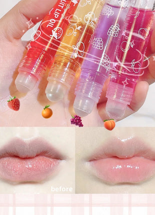 Aceite labial roll-on, brillo labial hidratante e hidratante, bálsamo labial nutritivo líquido para labios suaves y suaves, brillo duradero