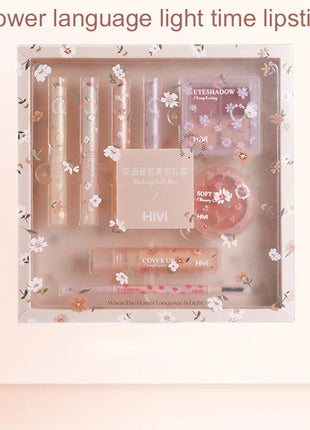 Set de belleza de 8 piezas con maquillaje de lápiz labial, corrector, sombra de ojos, cejas y rubor