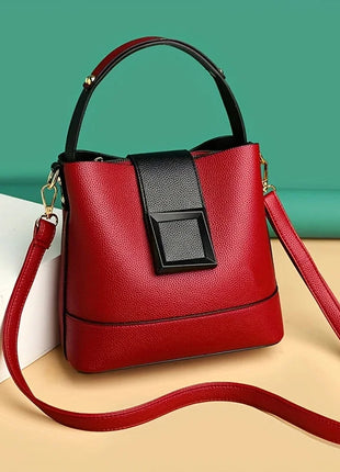 Elegant Solid Color Bucket Bag with Adjustable Shoulder Strap Versatile Crossbody Handbag for Women, Lightweight with Zipper.