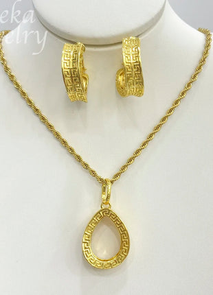 Conjuntos de joyería dorada de Dubái para mujer, collar nupcial italiano de lujo, pendientes colgantes, accesorios para fiesta de boda, regalos para mujer