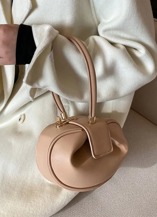 Bolso de mano con bola redonda para mujer, bolso de bolos de diseñador de marca, Mini bolsos de hombro de cuero PU, bolso de lujo para mujer, bolso para axila a la moda