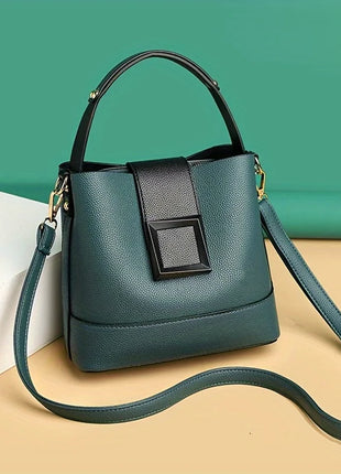 Elegant Solid Color Bucket Bag with Adjustable Shoulder Strap Versatile Crossbody Handbag for Women, Lightweight with Zipper.