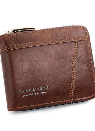 Cartera de cuero para hombre, monedero de lujo para hombre, tarjeteros con cremallera y bolsillo para monedas, billeteras Rfid, regalos para hombre, bolsa de dinero