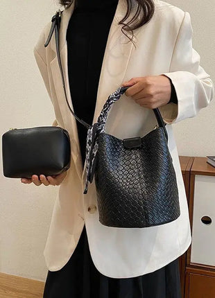 Bolso tipo cubo tejido a mano para mujer, Mini bolso tipo cubo con cadena, bandolera para mujer, bolso Hobo de verano