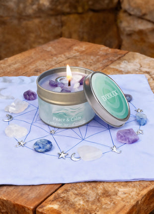 Velas perfumadas de 3 oz, aroma de lavanda y manzanilla con cristales curativos, ideales para regalos navideños, Navidad/Halloween y decoración del hogar