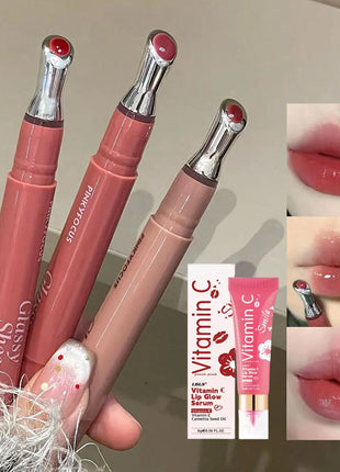 Brillo labial con vitamina E, suero labial hidratante y voluminizador, brillo labial con color, bálsamo labial humectante para labios brillantes, translúcidos y suaves.
