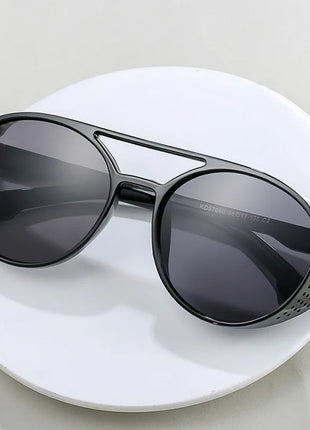 2024 gafas de sol clásicas de estilo Steampunk para hombres y mujeres, gafas de sol redondas Retro de diseñador de marca, gafas para pescar al aire libre UV400