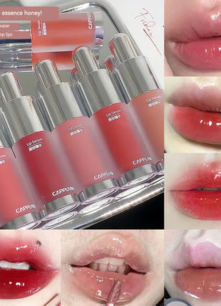 Brillo de labios para biberones Cappuvini: acabado de espejo hidratante, brillo de labios efecto vidrio para labios similares a la gelatina,