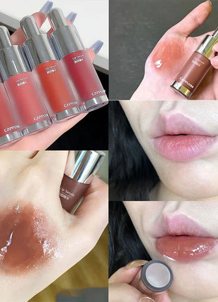 Brillo de labios para biberones Cappuvini: acabado de espejo hidratante, brillo de labios efecto vidrio para labios similares a la gelatina,