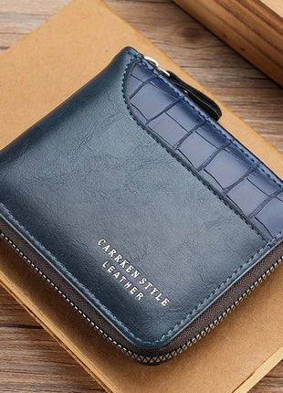 Cartera de cuero para hombre, monedero de lujo para hombre, tarjeteros con cremallera y bolsillo para monedas, billeteras Rfid, regalos para hombre, bolsa de dinero