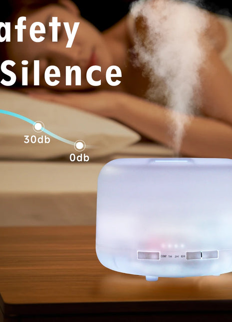 Difusor de aceites esenciales de 500ml, difusor silencioso de niebla aromática, difusor de aroma, humidificador de aire ultrasónico con Control remoto de grano de madera