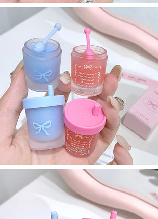 Cappuvini Juice Taza de paja Mascarilla para labios con sabor a fruta Hidratante para el día y la noche en otoño e invierno Previene la sequedad Hidratante duradero Mejora las líneas de los labios Cuidado profundamente hid