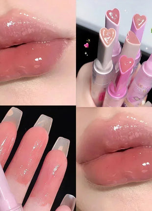 Lápiz labial hidratante, resistente al agua, esmalte de labios de gelatina, espejo de agua, brillo de labios en forma de corazón, taza antiadherente, cosmético coreano