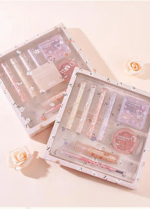 Set de belleza de 8 piezas con maquillaje de lápiz labial, corrector, sombra de ojos, cejas y rubor