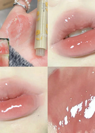 Lápiz labial hidratante, resistente al agua, esmalte de labios de gelatina, espejo de agua, brillo de labios en forma de corazón, taza antiadherente, cosmético coreano