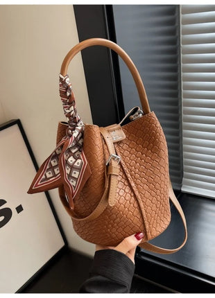 Bolso bandolera cilíndrico de piel sintética para mujer, bolso de hombro de mano de nuevo estilo a la moda, bolso tipo cubo para ir al trabajo de gran capacidad