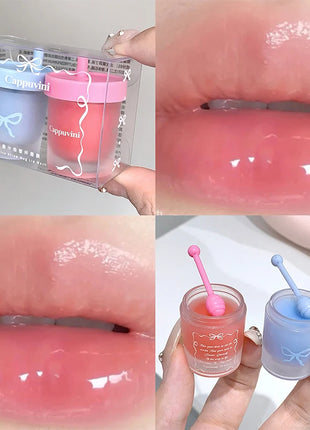 Cappuvini Juice Taza de paja Mascarilla para labios con sabor a fruta Hidratante para el día y la noche en otoño e invierno Previene la sequedad Hidratante duradero Mejora las líneas de los labios Cuidado profundamente hid