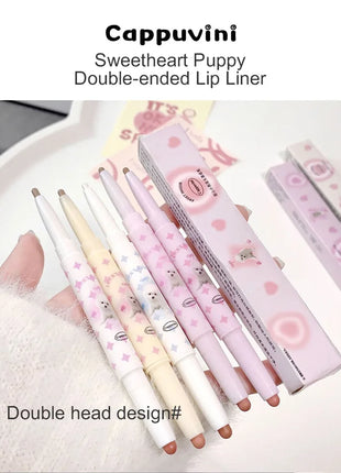 Pintalabios perlado mate de terciopelo, delineador de labios de doble punta, labios completos, delineador de labios desnudo, encantador, dulce, perrito