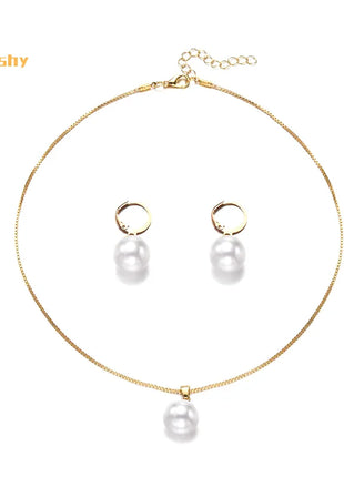 2 piezas de conjunto de joyería de perlas redondas, pendientes, colgantes, collares, conjunto de joyería de boda exquisita y de moda para mujer, regalos