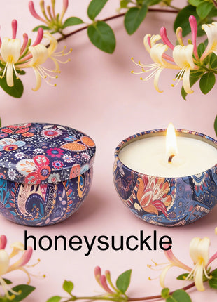 1 paquete de velas de aromaterapia con fragancia de jamón, velas de aromaterapia con lata pequeña, disponible en una flor de té blanca, hierba de cola de zorra, jazmín, vainilla, fresía, aroma de leche de coco