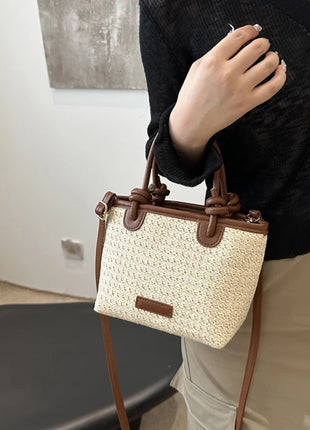 Nuevos bolsos cruzados tejidos de paja para mujer, bolsos de hombro tipo Bombonera para vacaciones de verano, bolsos de playa para verano