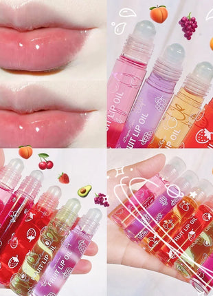 Aceite labial roll-on, brillo labial hidratante e hidratante, bálsamo labial nutritivo líquido para labios suaves y suaves, brillo duradero