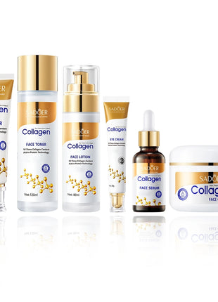 Set de cuidado de la piel con colágeno, juegos de cuidado facial de 6 piezas para mujeres, piel reafirmante, piel suave, juego de cuidado de la piel hidratante