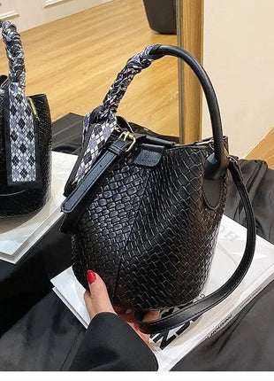 Bolso tipo cubo tejido a mano para mujer, Mini bolso tipo cubo con cadena, bandolera para mujer, bolso Hobo de verano