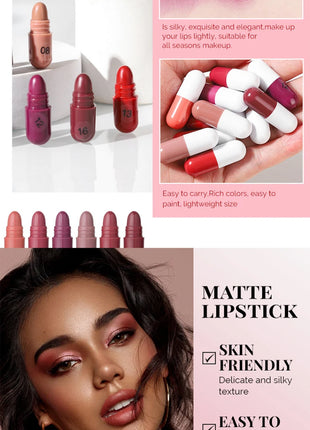 MAGIC CASA Juego de lápiz labial cápsula de 18 colores: mini mate, duradero, resistente al agua, sin transferencia, acabado mate suave