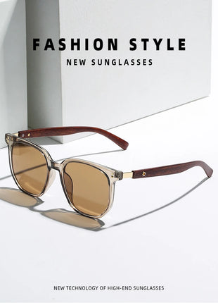 Gafas de sol clásicas de grano de madera para hombre y mujer, lentes de sol cuadradas de gran tamaño Retro, moda masculina y femenina, gafas de sol para conducir para vacaciones de verano