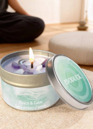 Velas perfumadas de 3 oz, aroma de lavanda y manzanilla con cristales curativos, ideales para regalos navideños, Navidad/Halloween y decoración del hogar