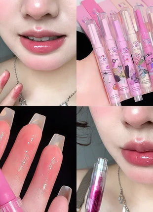 Lápiz labial hidratante, resistente al agua, esmalte de labios de gelatina, espejo de agua, brillo de labios en forma de corazón, taza antiadherente, cosmético coreano