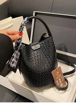 Bolso tipo cubo tejido a mano para mujer, Mini bolso tipo cubo con cadena, bandolera para mujer, bolso Hobo de verano