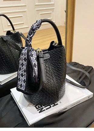 Bolso tipo cubo tejido a mano para mujer, Mini bolso tipo cubo con cadena, bandolera para mujer, bolso Hobo de verano