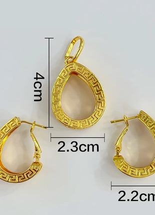 Conjuntos de joyería dorada de Dubái para mujer, collar nupcial italiano de lujo, pendientes colgantes, accesorios para fiesta de boda, regalos para mujer