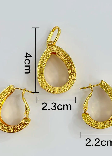 Conjuntos de joyería dorada de Dubái para mujer, collar nupcial italiano de lujo, pendientes colgantes, accesorios para fiesta de boda, regalos para mujer