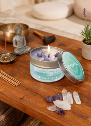 Velas perfumadas de 3 oz, aroma de lavanda y manzanilla con cristales curativos, ideales para regalos navideños, Navidad/Halloween y decoración del hogar