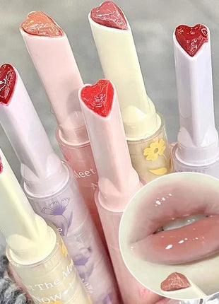 Lápiz labial hidratante, resistente al agua, esmalte de labios de gelatina, espejo de agua, brillo de labios en forma de corazón, taza antiadherente, cosmético coreano