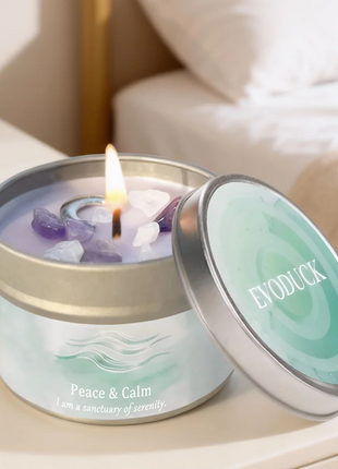 Velas perfumadas de 3 oz, aroma de lavanda y manzanilla con cristales curativos, ideales para regalos navideños, Navidad/Halloween y decoración del hogar