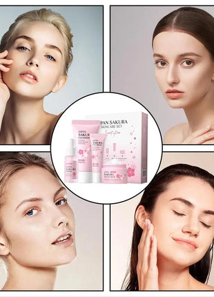 Sakura-juegos y kits para el cuidado de la piel con limpiador, suero, crema para ojos, crema de esencia, productos de belleza para mujeres, juegos de regalo, Kit de viaje de rutina
