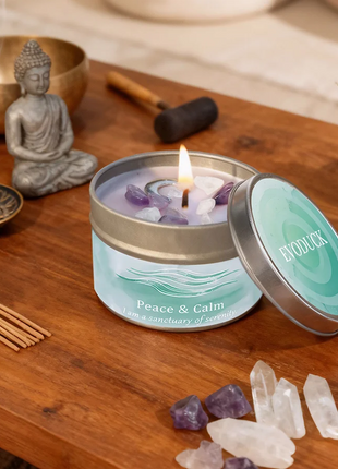 Velas perfumadas de 3 oz, aroma de lavanda y manzanilla con cristales curativos, ideales para regalos navideños, Navidad/Halloween y decoración del hogar