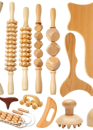Herramientas de masaje de madera, masajeador de drenaje linfático de madera, herramientas anticelulíticas para dar forma al cuerpo para belleza, Gua Sha, alivio muscular dolorido