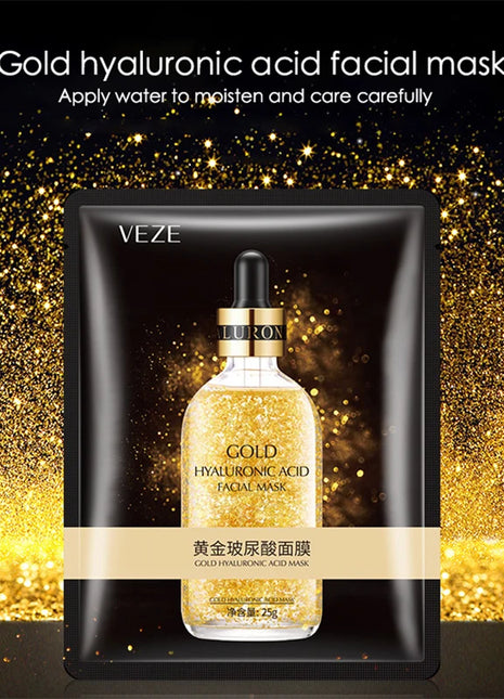 Mascarilla Facial de ácido hialurónico de oro de 24K, 10 Uds., reafirmante, hidratante, belleza, hoja para el cuidado de la piel, mascarilla Facial, cuidado Facial